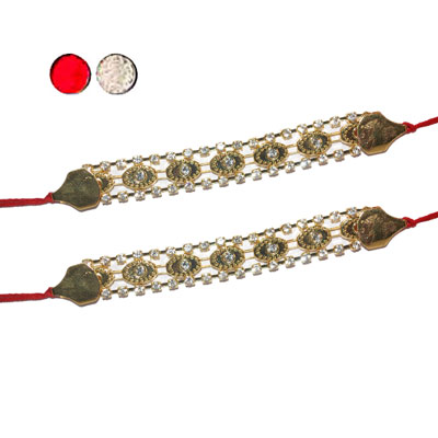 "Stone Studded Rakhi - SR-9150A-012 -  (2 RAKHIS) - Click here to View more details about this Product
